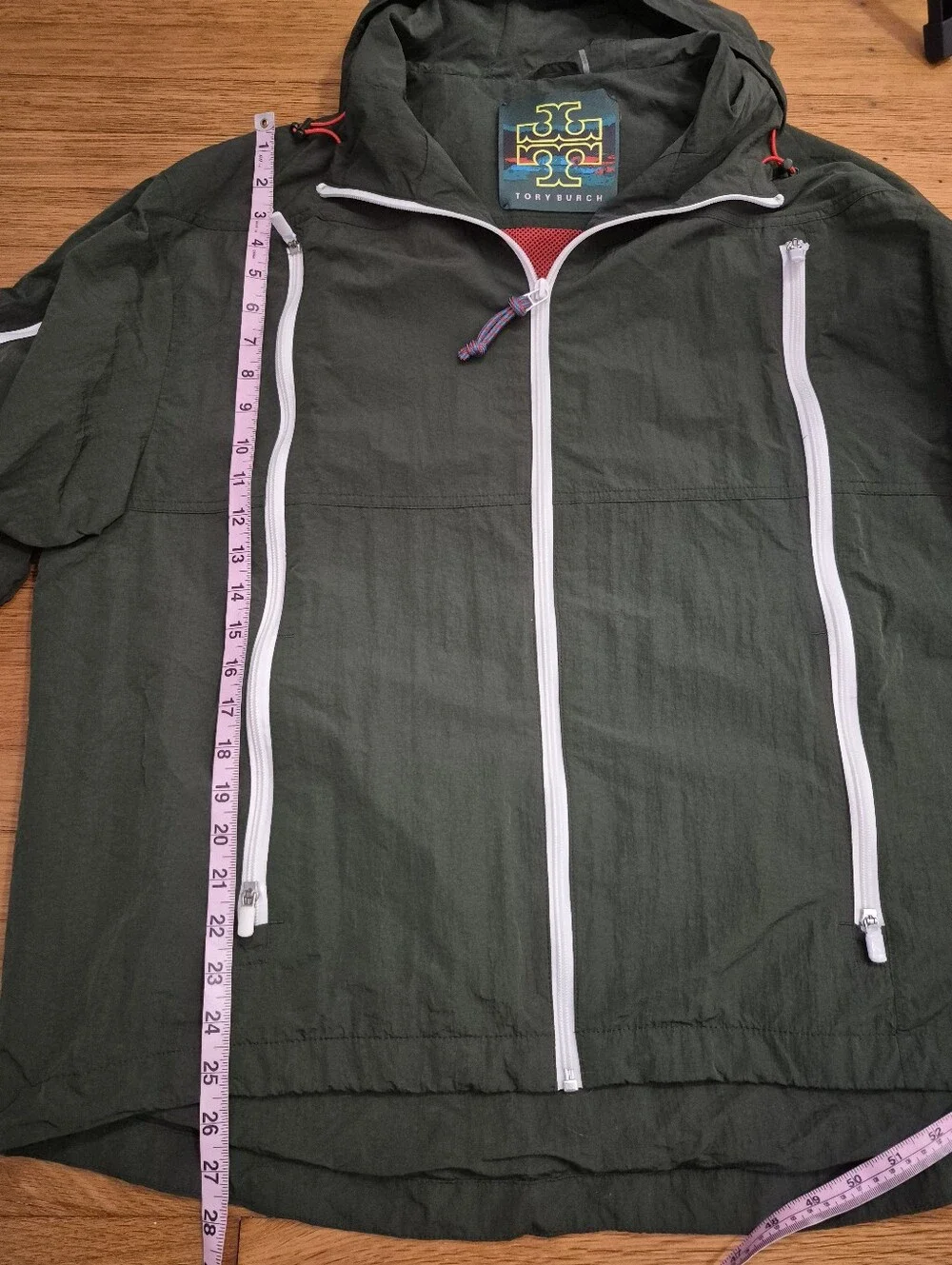Tory Burch NWOT Full Zip Vented Hooded Rain Jacket Size XL